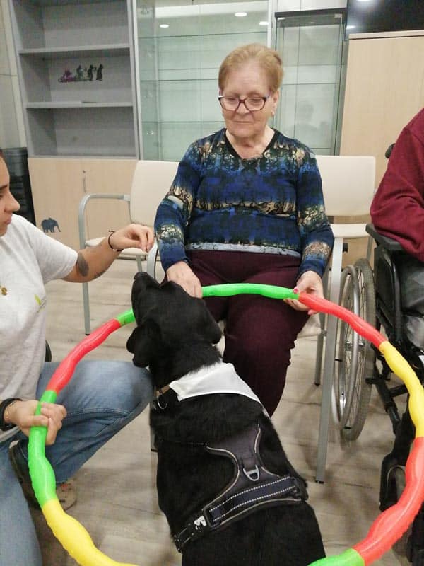 Sesión de terapia con animales y con Milo